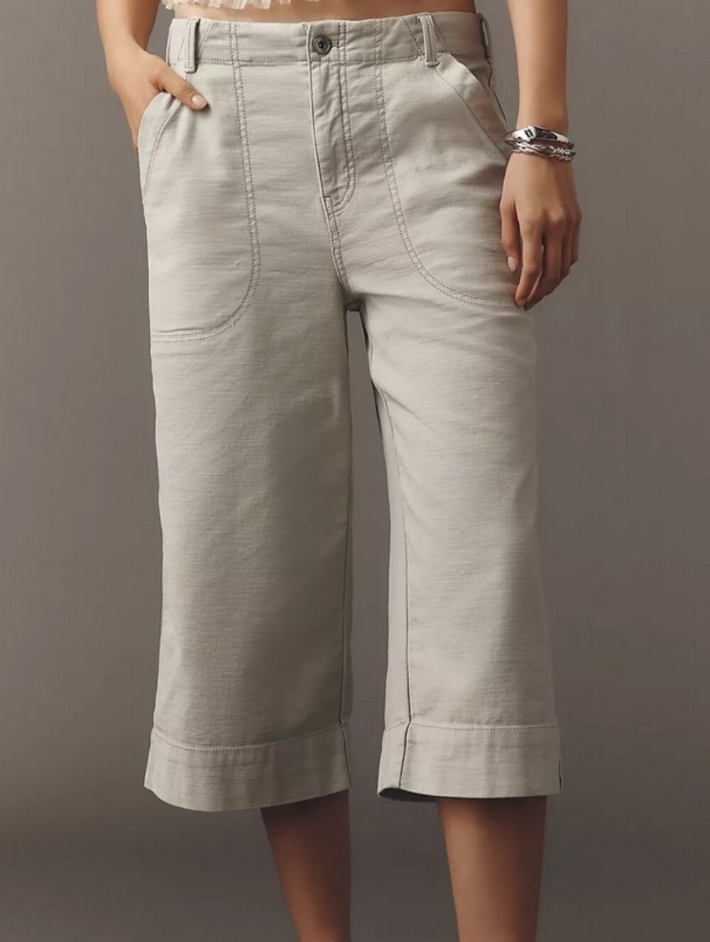 Pilcro Anthropologie Womens Crop Utility Pant 32 Wide Leg BohoChic Beachy Travel